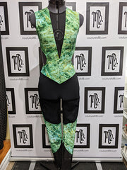 Marbled colour blocked unitard