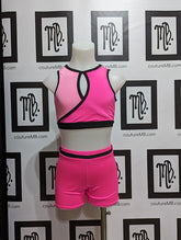 2 two piece crossover top with shorts