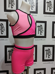 2 two piece crossover top with shorts