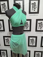 2 two piece cross-over with skirt