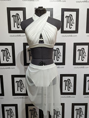 2 two piece cross-over with skirt