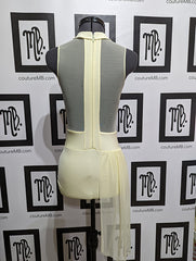 Geometrical leotard with side skirt and zipper