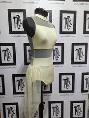 Geometrical leotard with side skirt and zipper