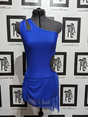 One shoulder leotard with mesh overlay