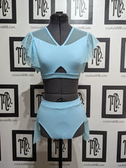 2 two piece with skirt & butterfly sleeves