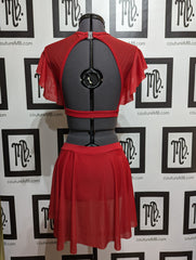 2 two piece with skirt & butterfly sleeves