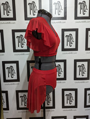 2 two piece with skirt & butterfly sleeves