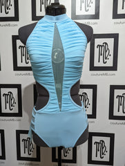 Leotard with cutouts, straps, skirt & roushing