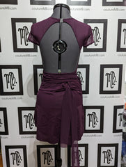 Leotard with skirt, short sleeves & overlays