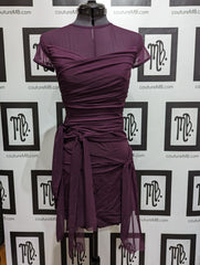 Leotard with skirt, short sleeves & overlays