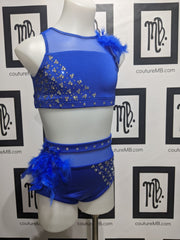 2 two piece with feathers & embellishments