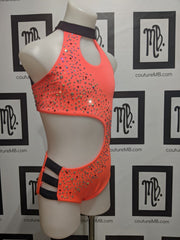 Neon leotard with cutouts and embellishments