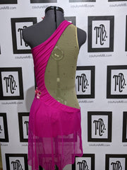 One shoulder leotard with skirt & embellishments