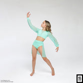 2 two piece leotard with sleeves skirt mesh overlay - dance costume base