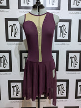 Asymmetrical deep dive leotard with skirt