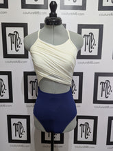 2 two color leotard with mesh overlay