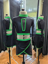 2 two piece skirt mesh cutout sleeves