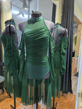 Fancy leotard cold shoulders skirt