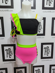 Neon flashy 2 two piece with ruffle