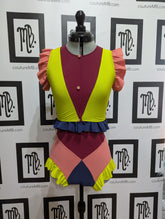 Multicolored ruffle triangle 2 two piece