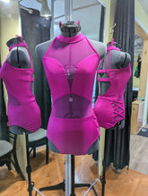 Leotard strappy mesh hip cutout