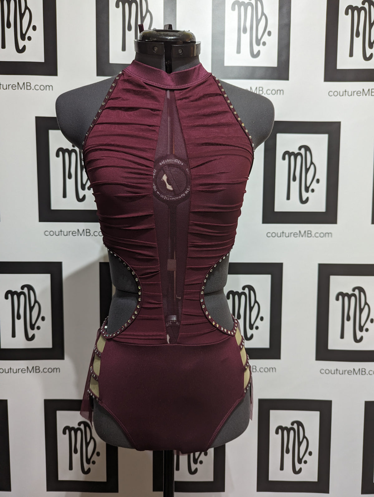 Leotard with cutouts, straps, skirt & roushing