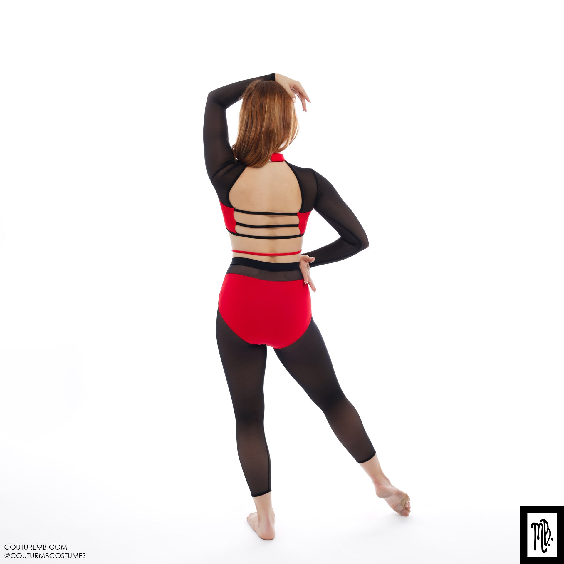 Red and black unitard fancy MB 26 (adult Small) sleeves legging