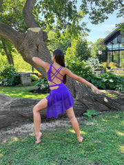 Floating back leotard with skirt