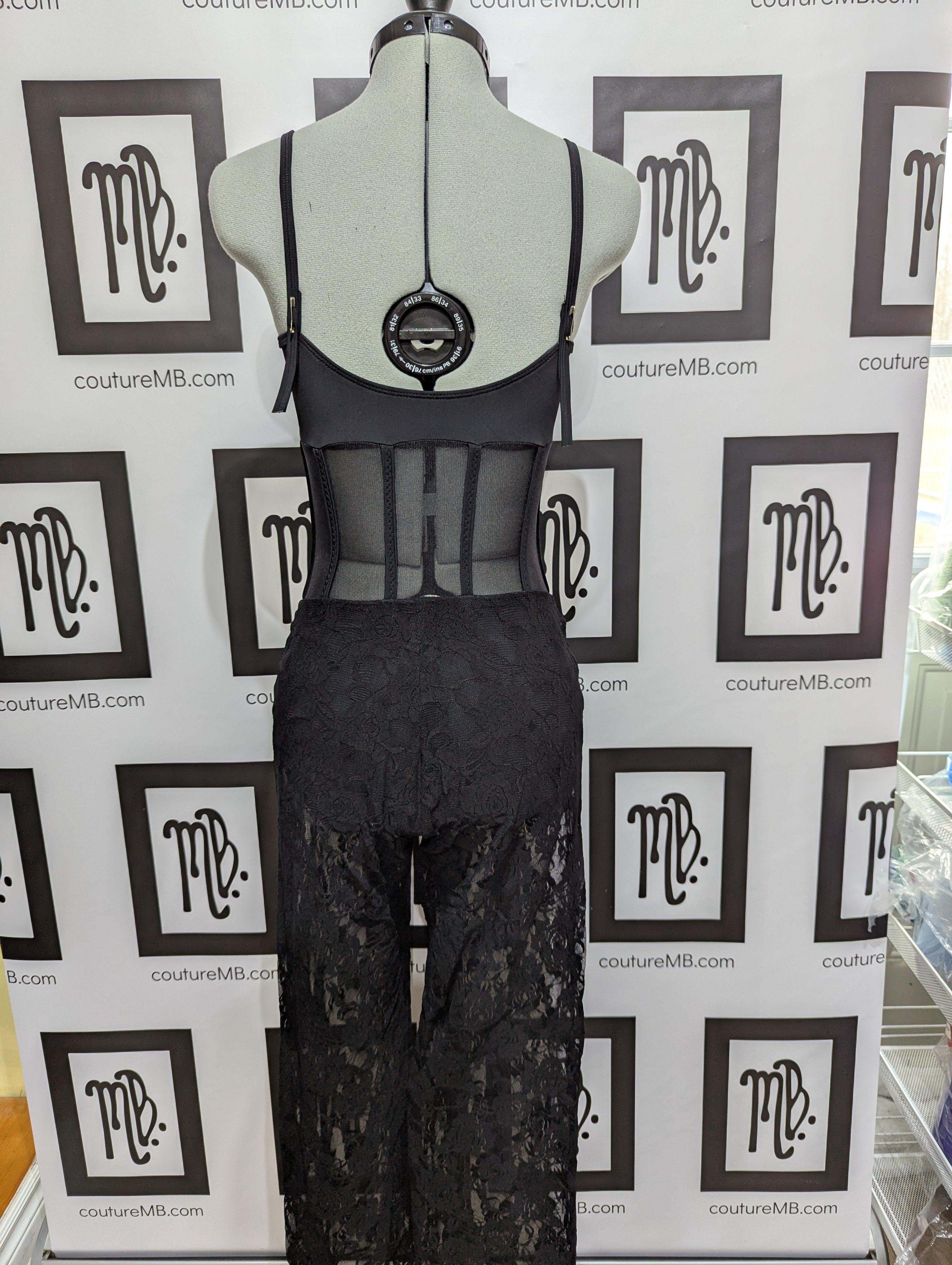 Corset style leotard with attached lace pant **slim fit*"