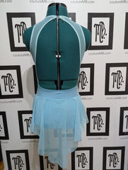 Geometric leotard with open back and skirt