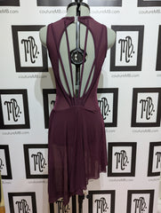 Asymmetrical deep dive leotard with skirt