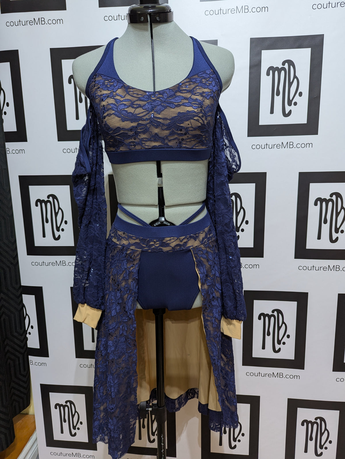 Lacey two piece with skirt & sleeves