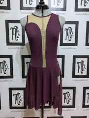 Asymmetrical deep dive leotard with skirt