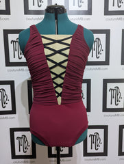 Wine lace-up leotard