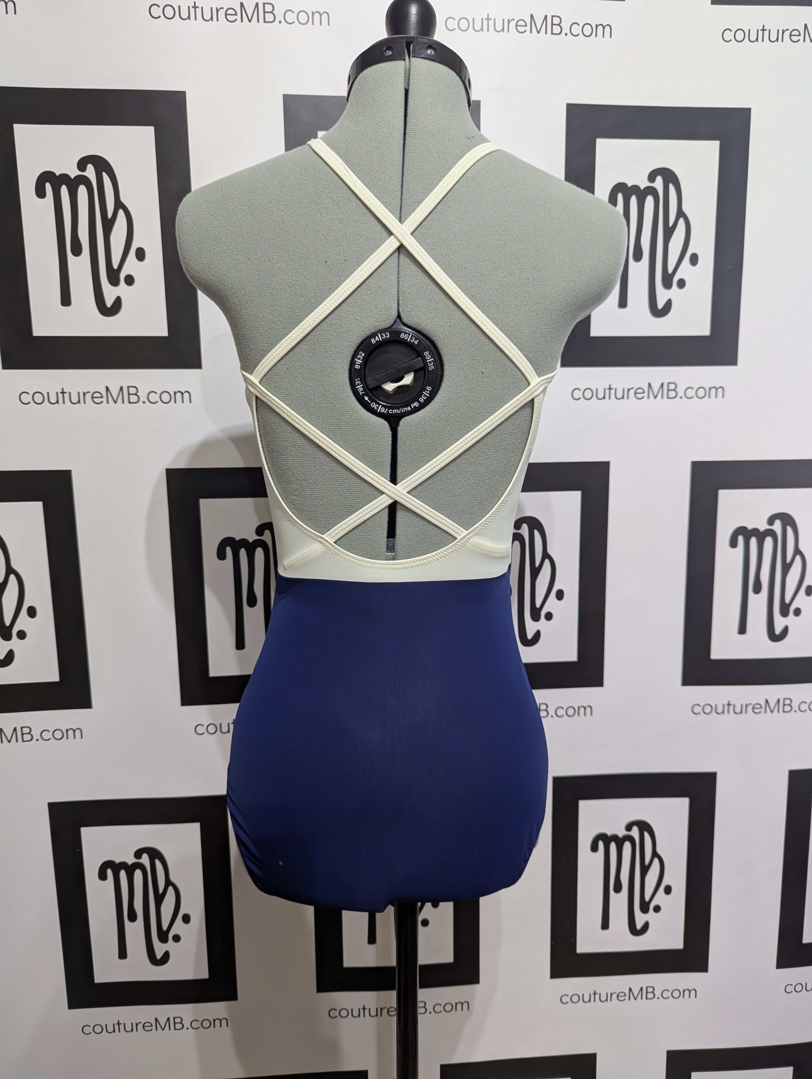2 two color leotard with mesh overlay