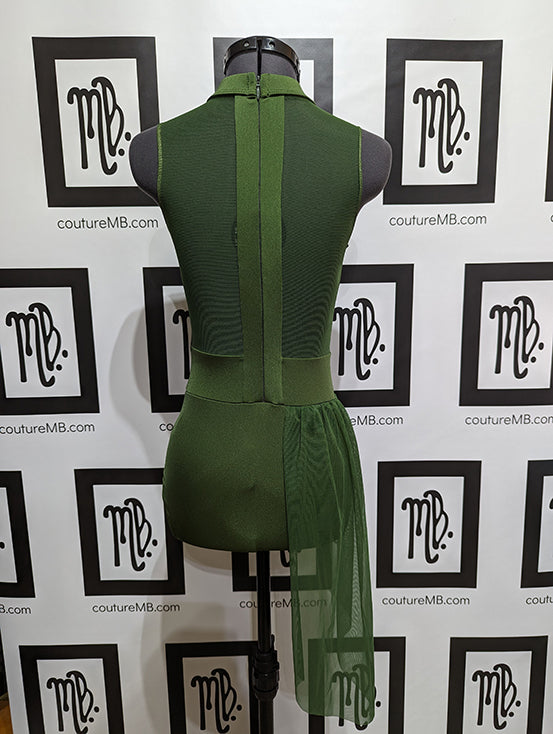 Geometrical leotard with side skirt and zipper