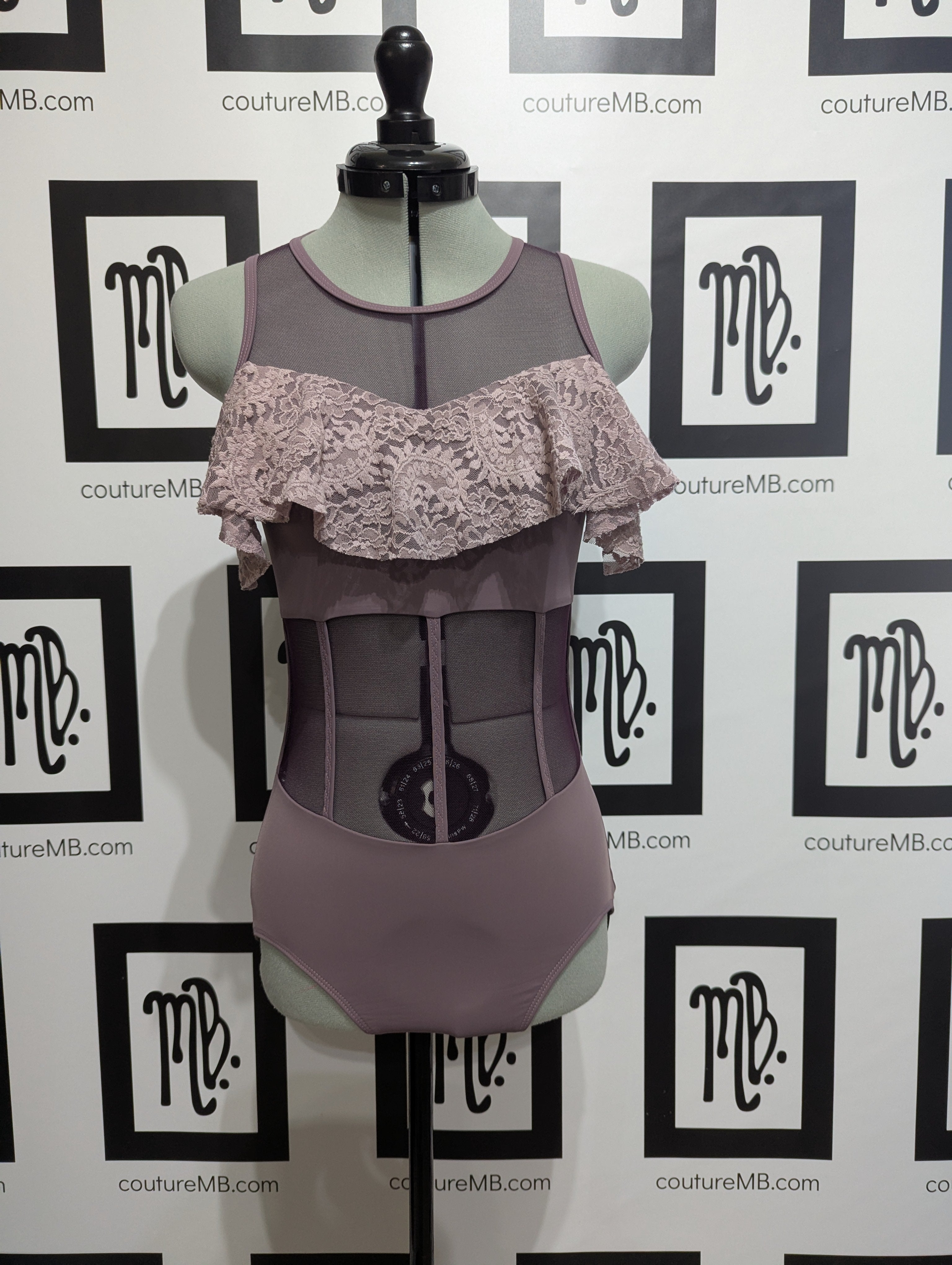Corset leotard with lace ruffle