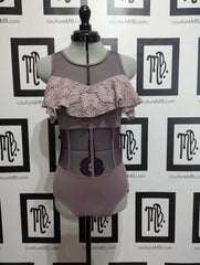 Corset leotard with lace ruffle