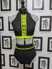 Black and Neon Sharpie Fluorescent MB 26 (adult small) 2 two piece straps