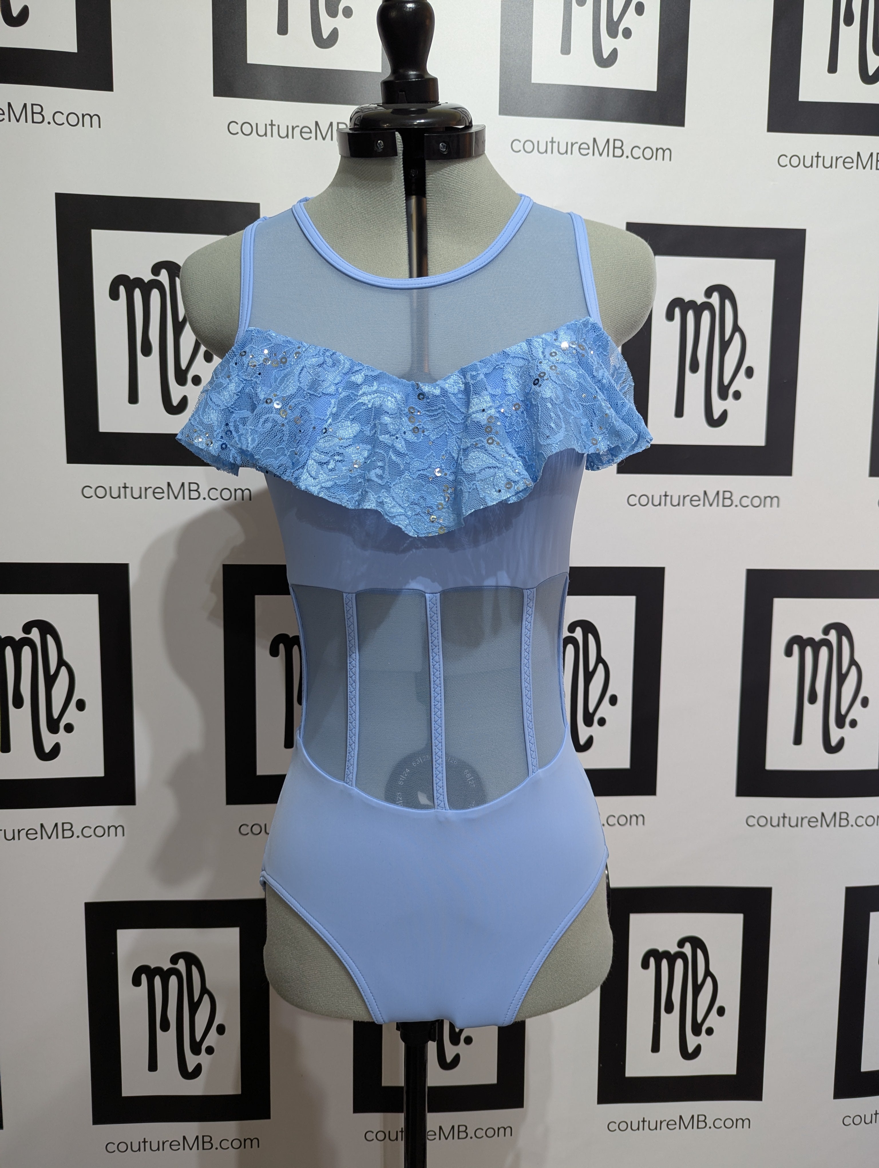 Corset leotard with lace ruffle