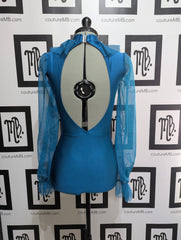 Teal turquoise MB 26 (adult small) ruffle leotard with mesh pant
