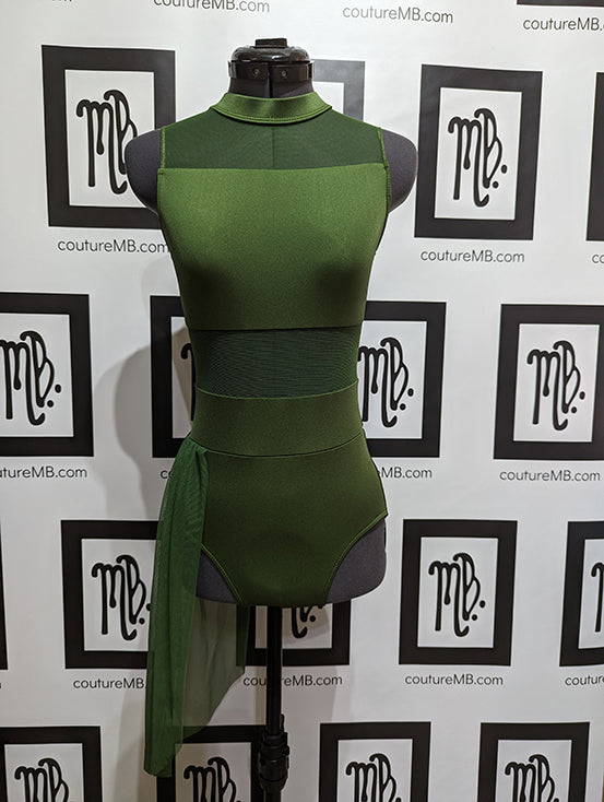 Geometrical leotard with side skirt and zipper