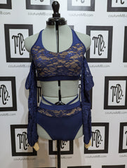 Lacey two piece with sleeves & strap