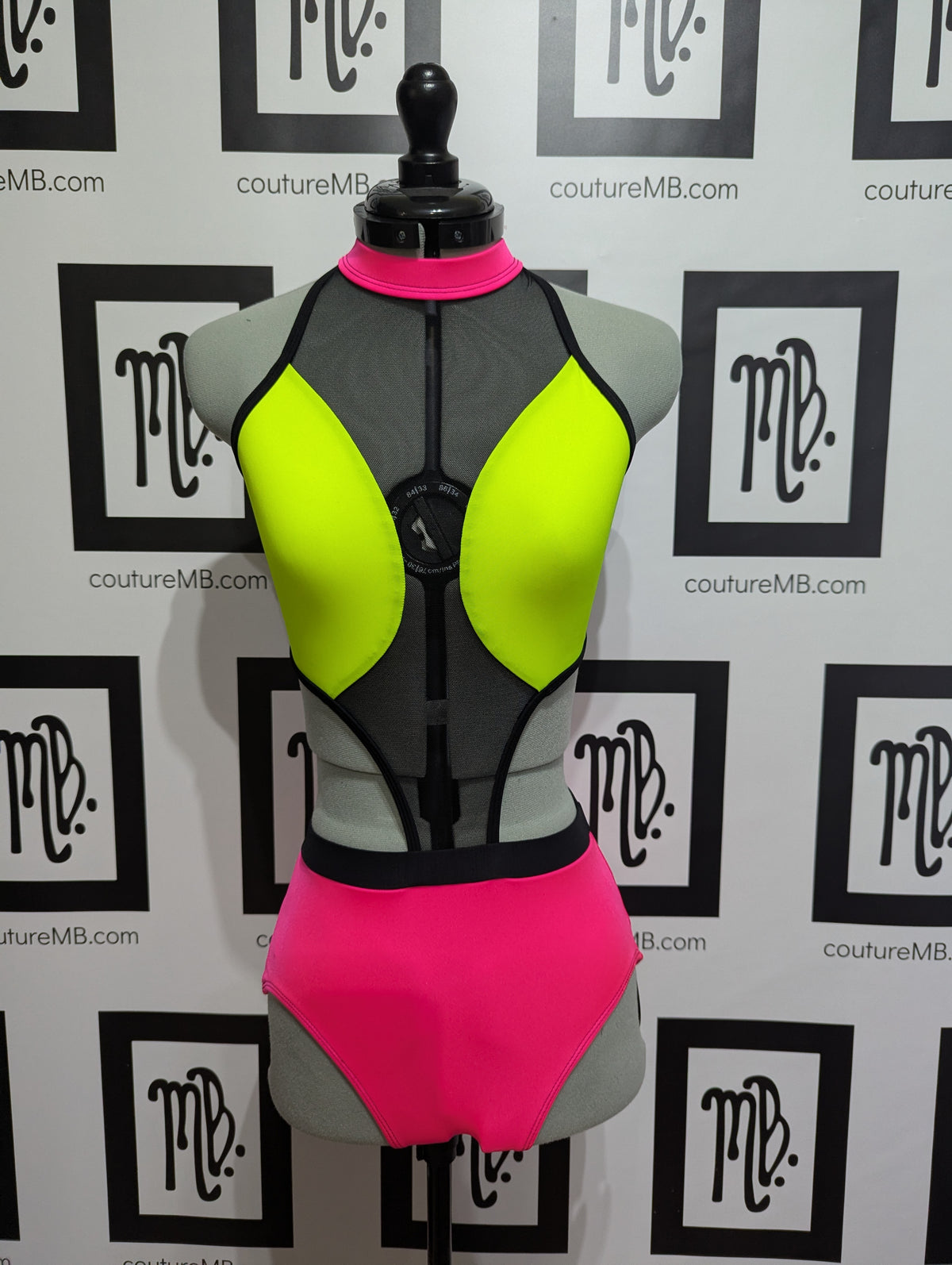 Neon flashy leotard with mesh