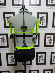 Neon strappy 2 piece with gauntlets