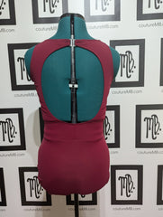 Wine lace-up leotard