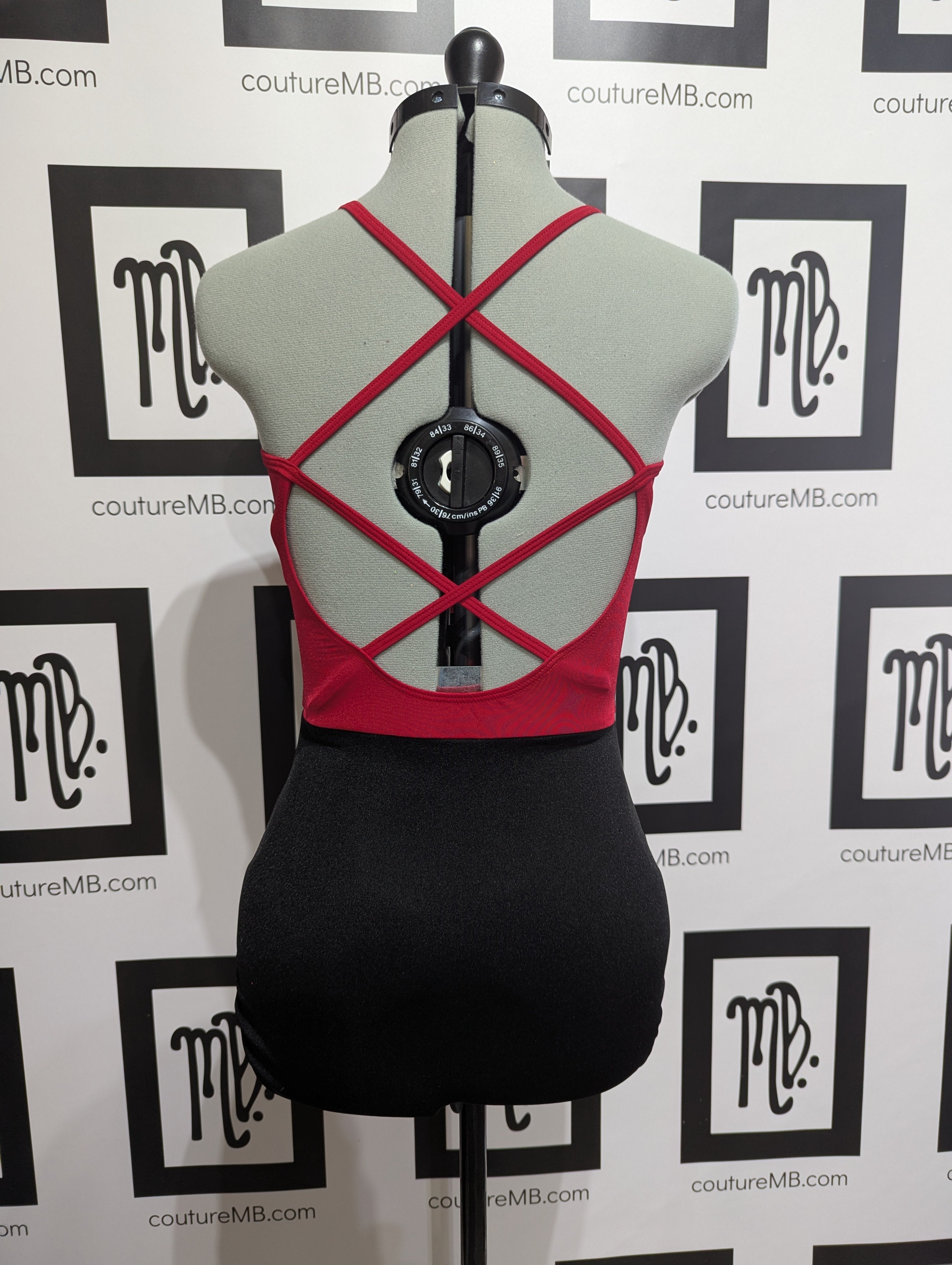2 two color leotard with mesh overlay